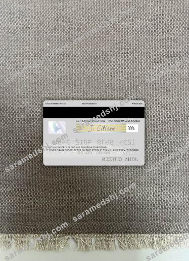 Hong Kong Dah Sing Bank visa card photolook back